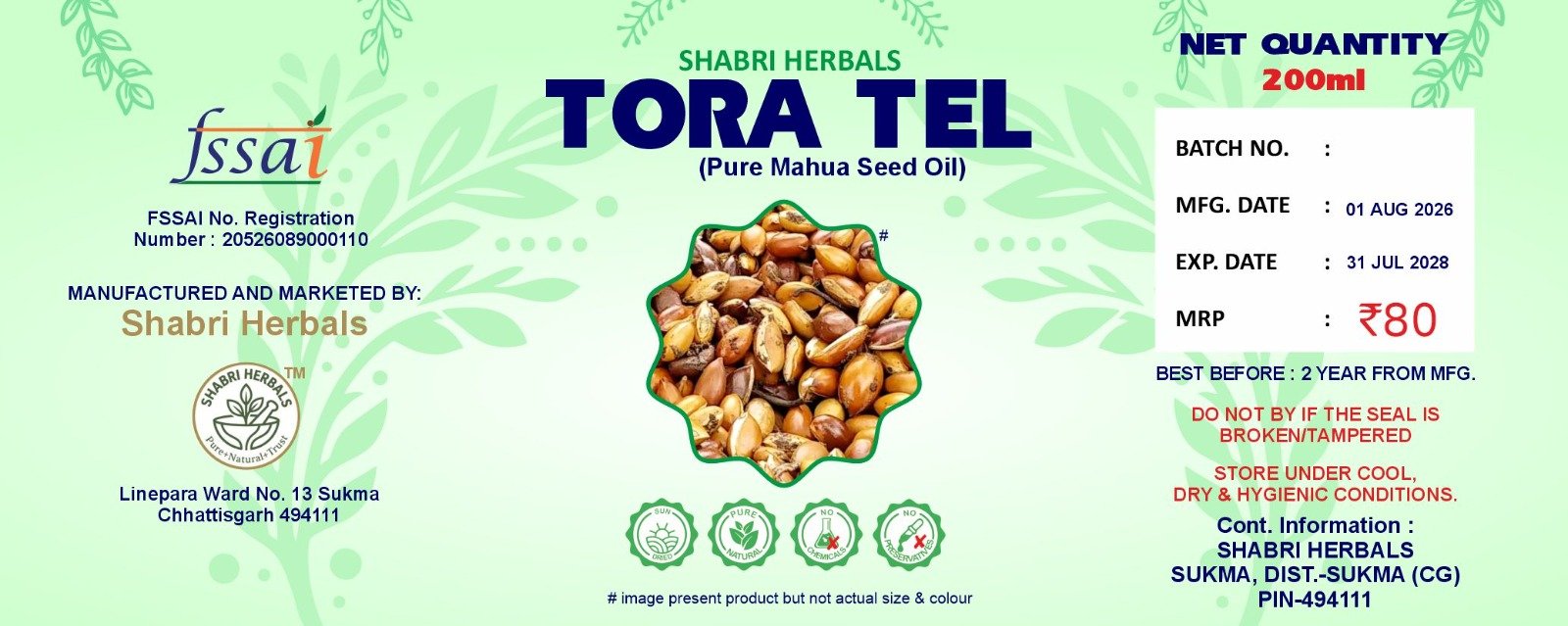 Shabri Herbals Tora Tel Pure Mahua Seed Oil